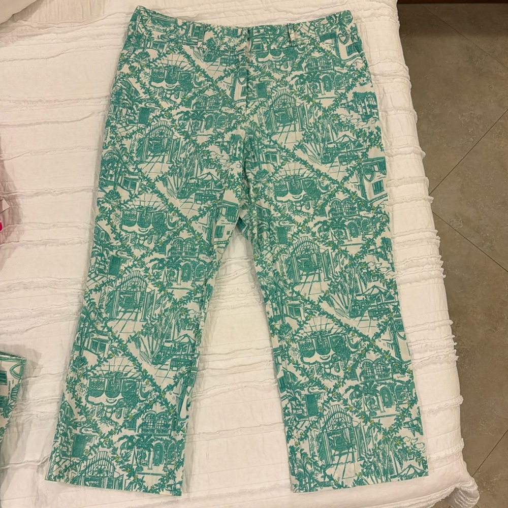 White Tag Lilly Pulitzer Pants in print “Worth Ave Toile”